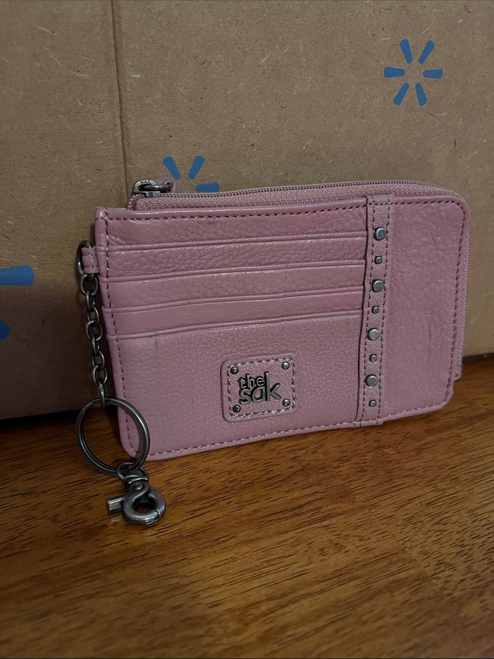 The Sak Pink Cardholder Keyring Wallet with Stud Detail